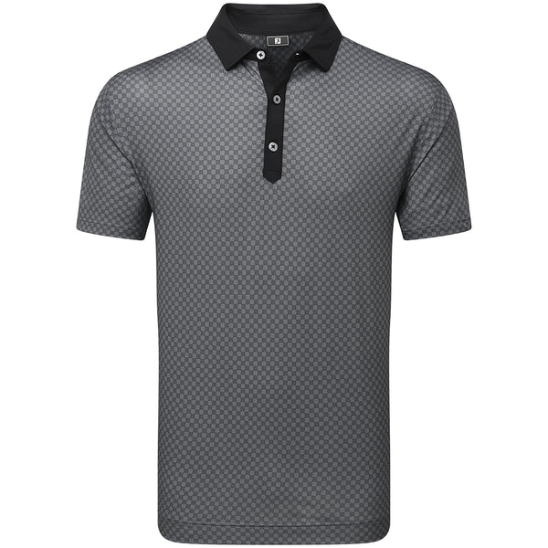 FootJoy Checker Jacquard Polo Shirt - Black/White