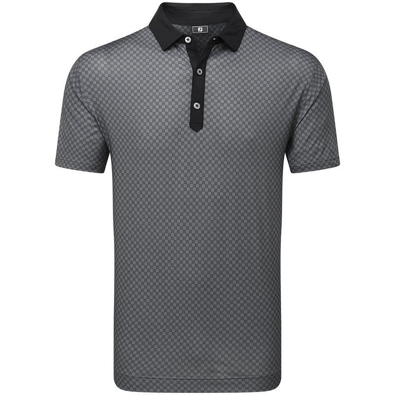 FootJoy Checker Jacquard Polo Shirt - Black/White