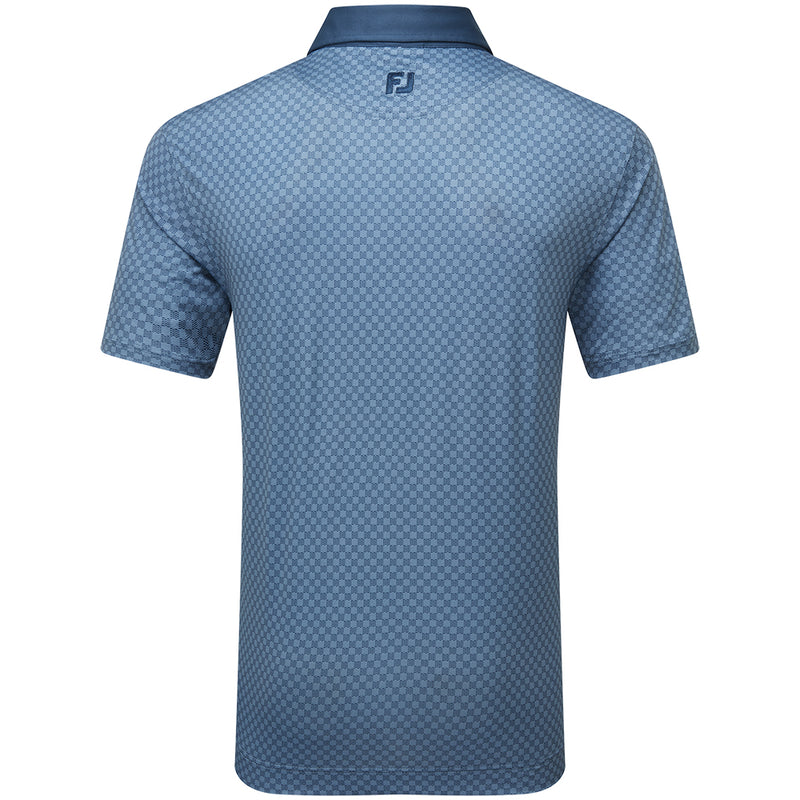 FootJoy Checker Jacquard Polo Shirt - Dark Denim/White