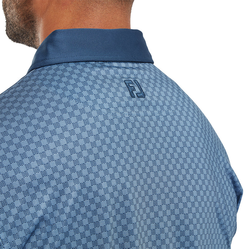 FootJoy Checker Jacquard Polo Shirt - Dark Denim/White