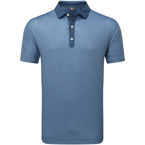 FootJoy Checker Jacquard Polo Shirt - Dark Denim/White