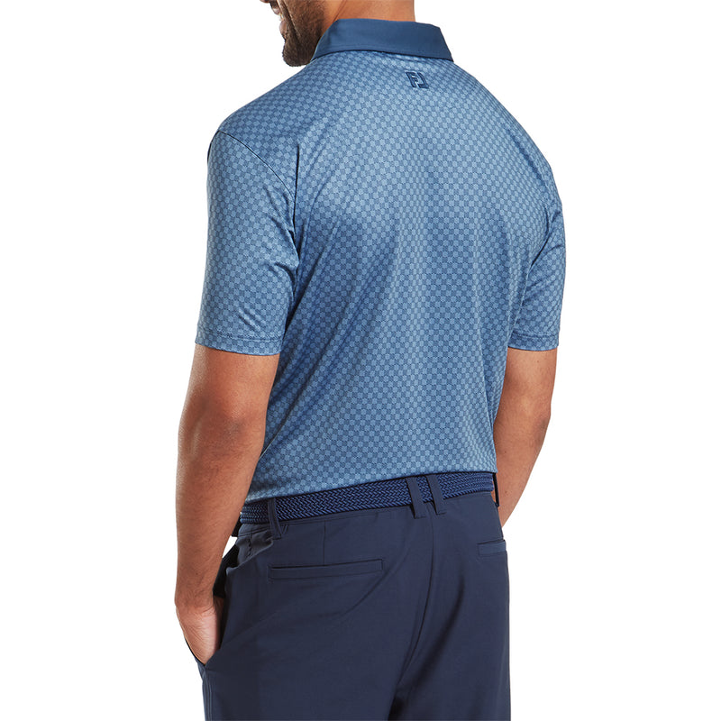 FootJoy Checker Jacquard Polo Shirt - Dark Denim/White