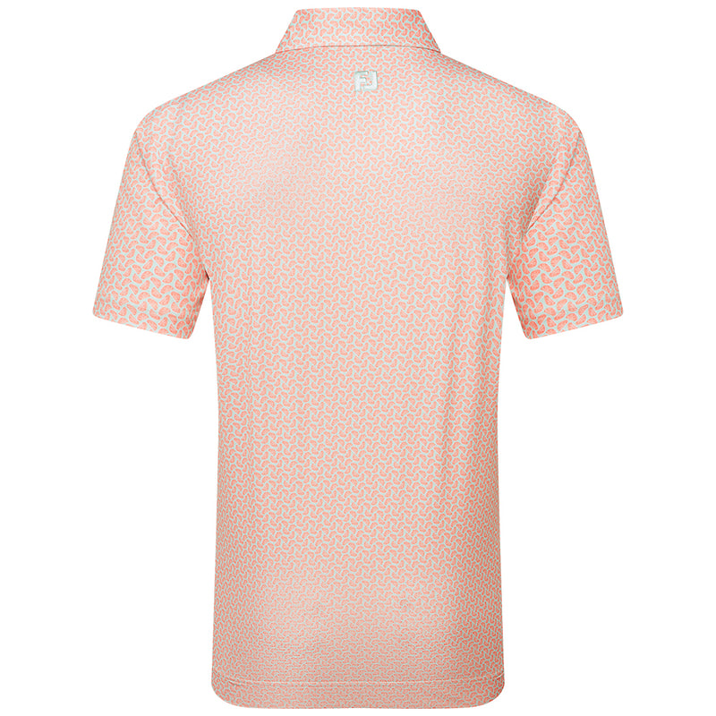 FootJoy Citrus Print Lisle Polo Shirt - Orange/Pistachio