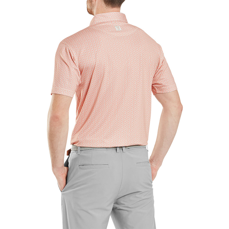 FootJoy Citrus Print Lisle Polo Shirt - Orange/Pistachio