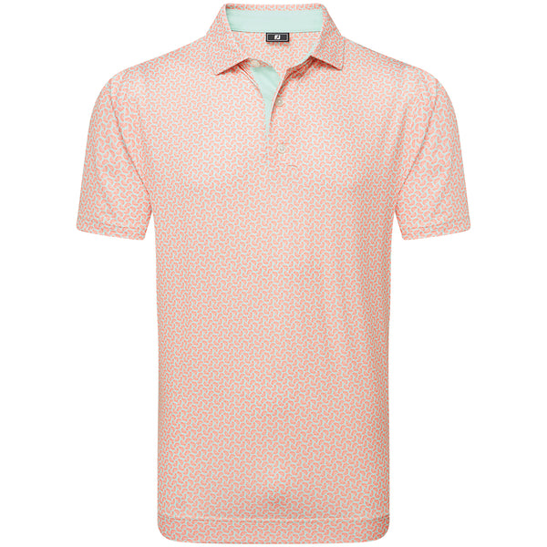 FootJoy Citrus Print Lisle Polo Shirt - Orange/Pistachio