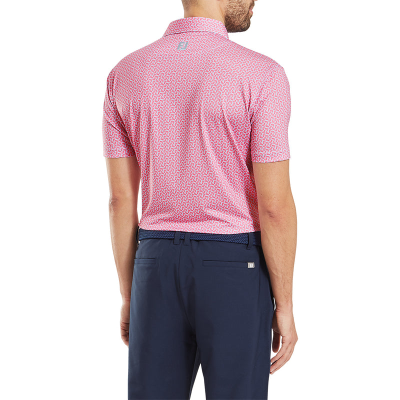 FootJoy Citrus Print Lisle Polo Shirt - Pink Lemonade/Skyway