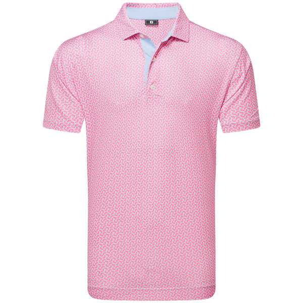 FootJoy Citrus Print Lisle Polo Shirt - Pink Lemonade/Skyway