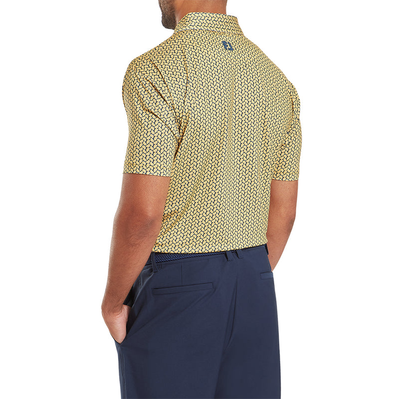 FootJoy Citrus Print Lisle Polo Shirt - Taxi/Navy