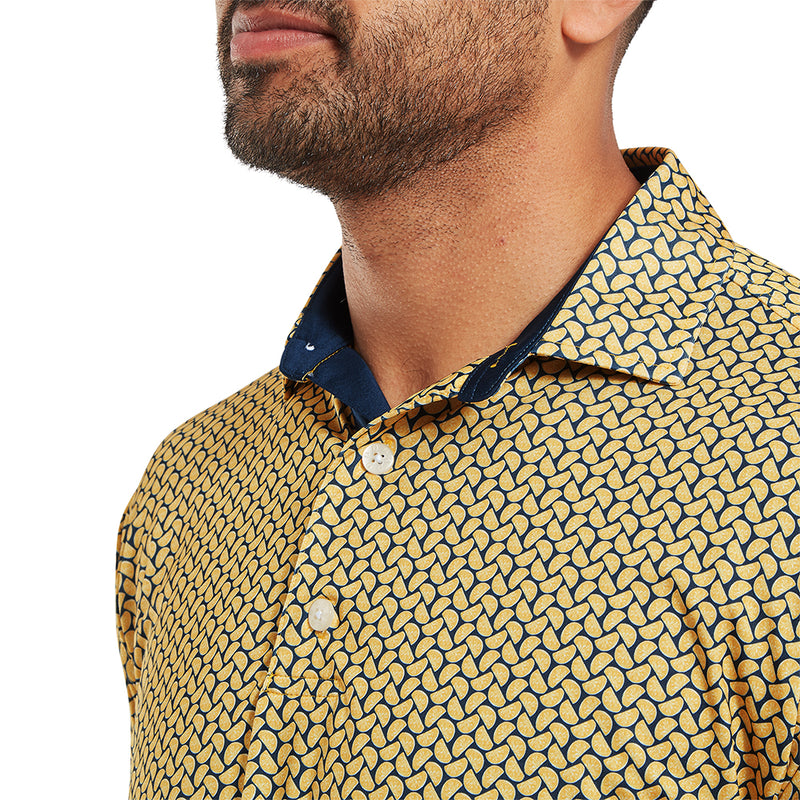 FootJoy Citrus Print Lisle Polo Shirt - Taxi/Navy