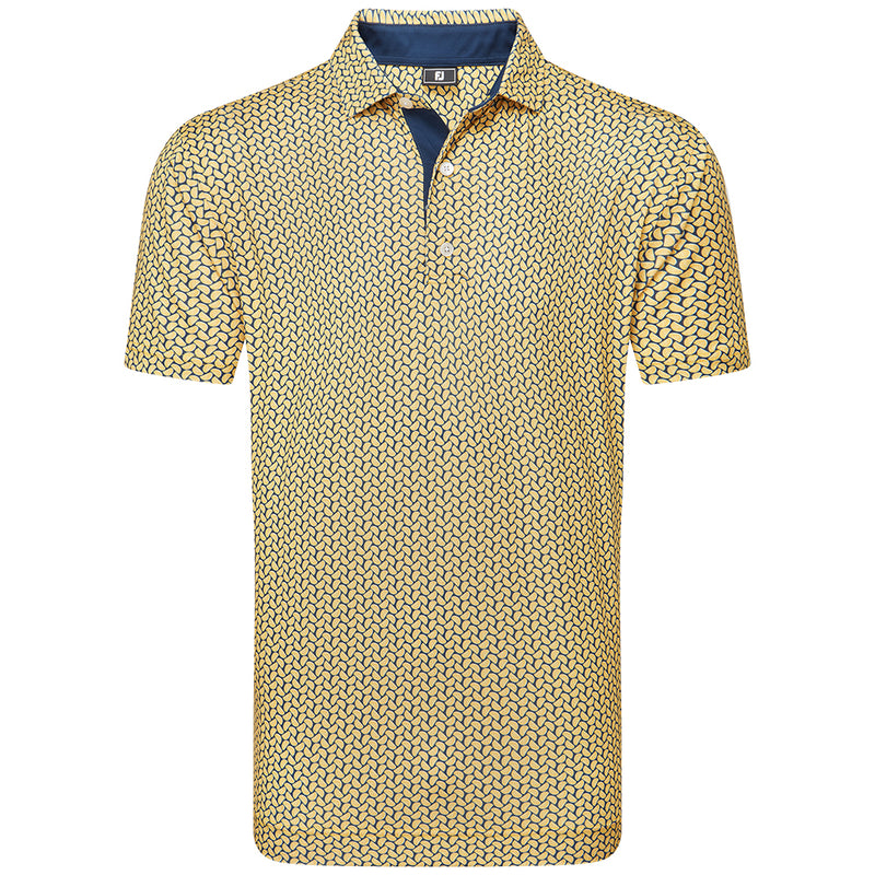 FootJoy Citrus Print Lisle Polo Shirt - Taxi/Navy