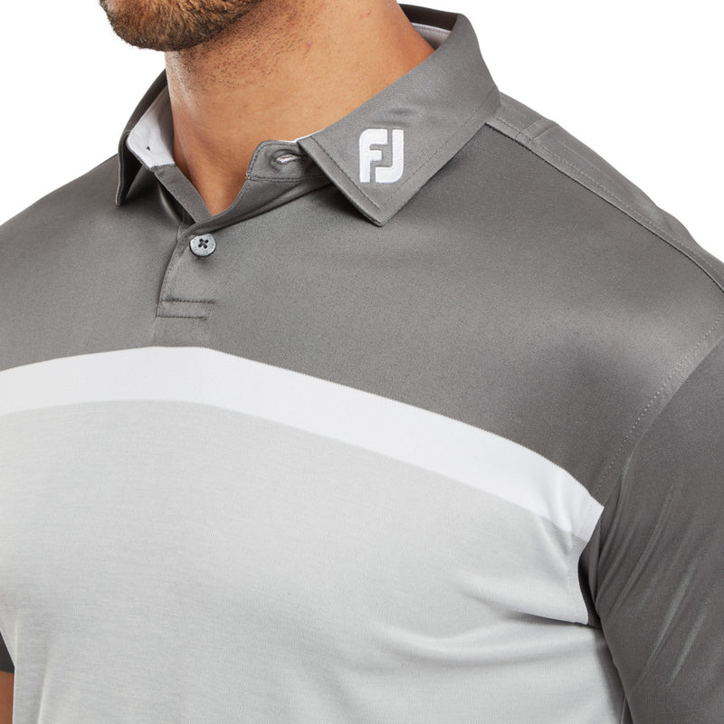 FootJoy Colour Block Interlock Polo Shirt - Grey Cliff