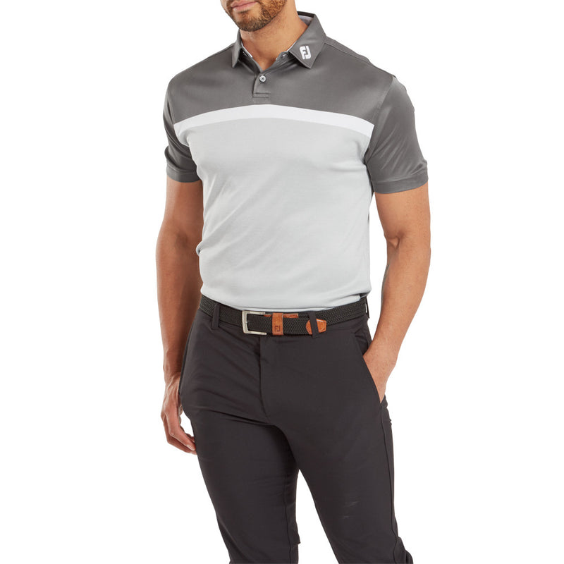 FootJoy Colour Block Interlock Polo Shirt - Grey Cliff