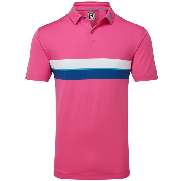 FootJoy Double Chest Band Pique Polo Shirt - Berry