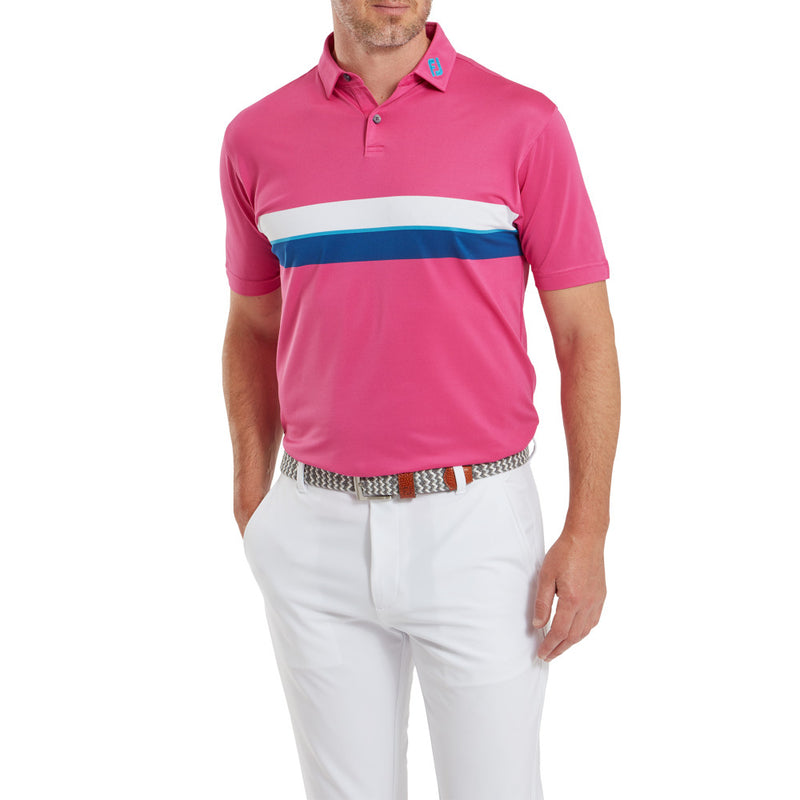 FootJoy Double Chest Band Pique Polo Shirt - Berry