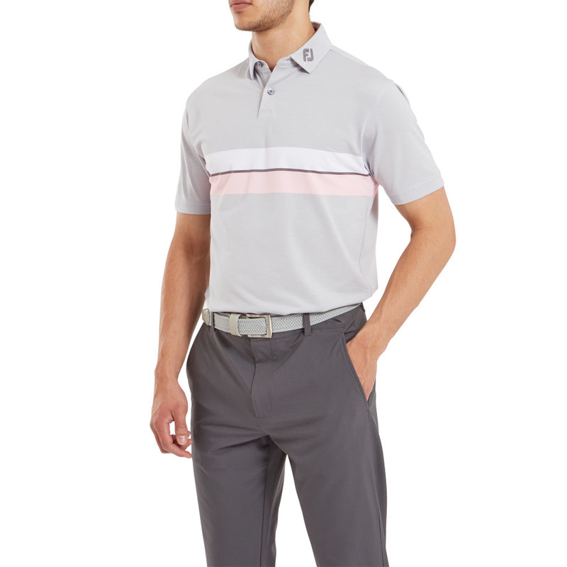 FootJoy Double Chest Band Pique Polo Shirt - Grey