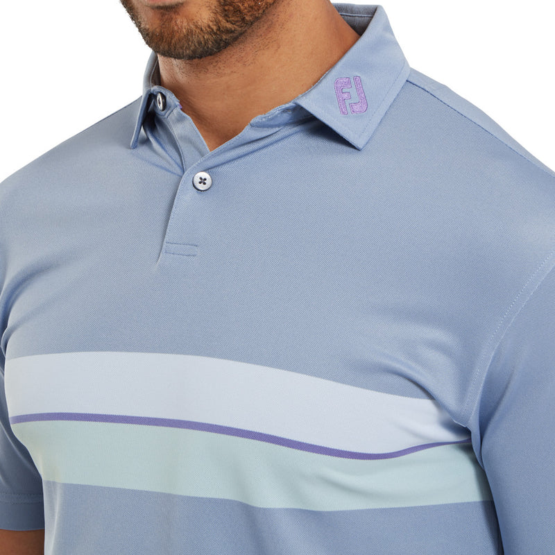 FootJoy Double Chest Band Pique Polo Shirt - Storm