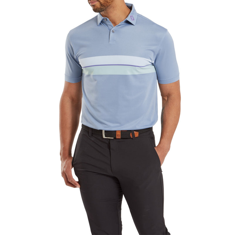 FootJoy Double Chest Band Pique Polo Shirt - Storm