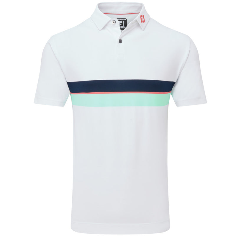 FootJoy Double Chest Band Pique Polo Shirt - White