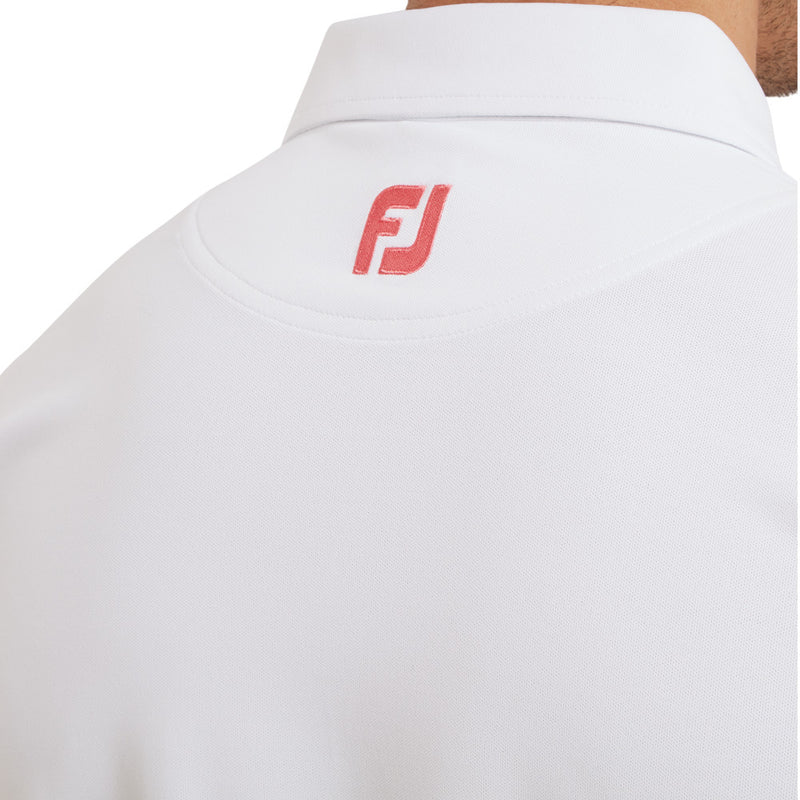 FootJoy Double Chest Band Pique Polo Shirt - White