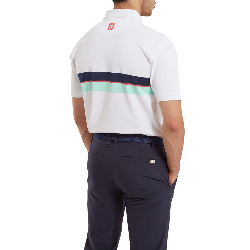 FootJoy Double Chest Band Pique Polo Shirt - White