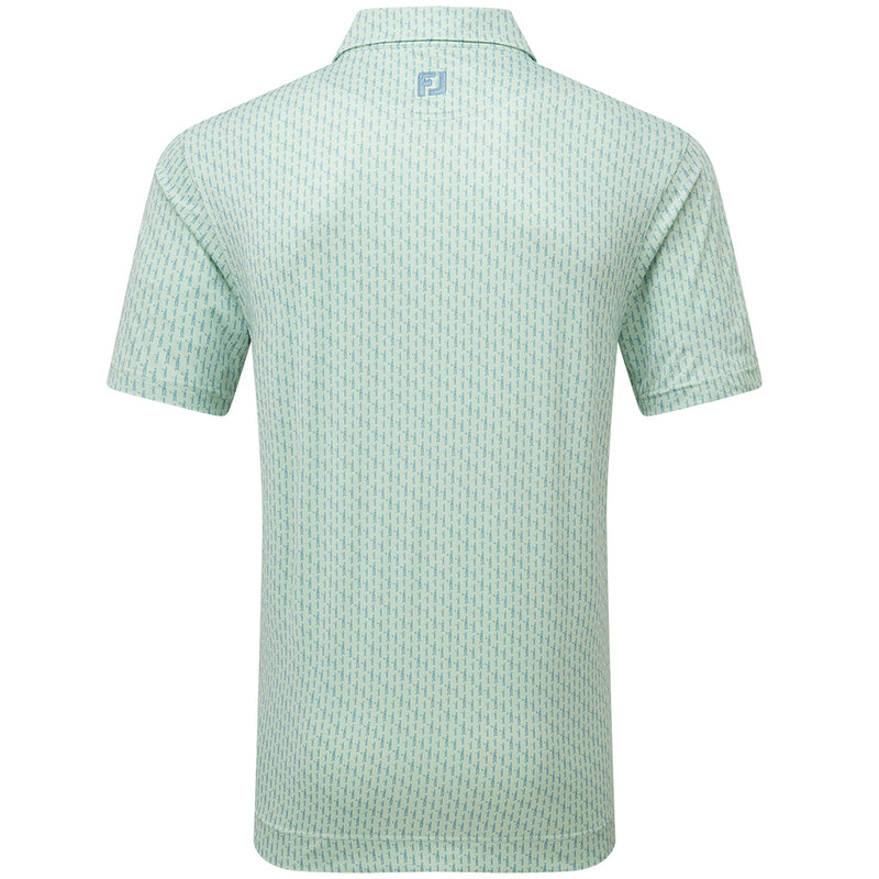 FootJoy Figure Print Lisle Polo Shirt - Pistachio/Bluejay