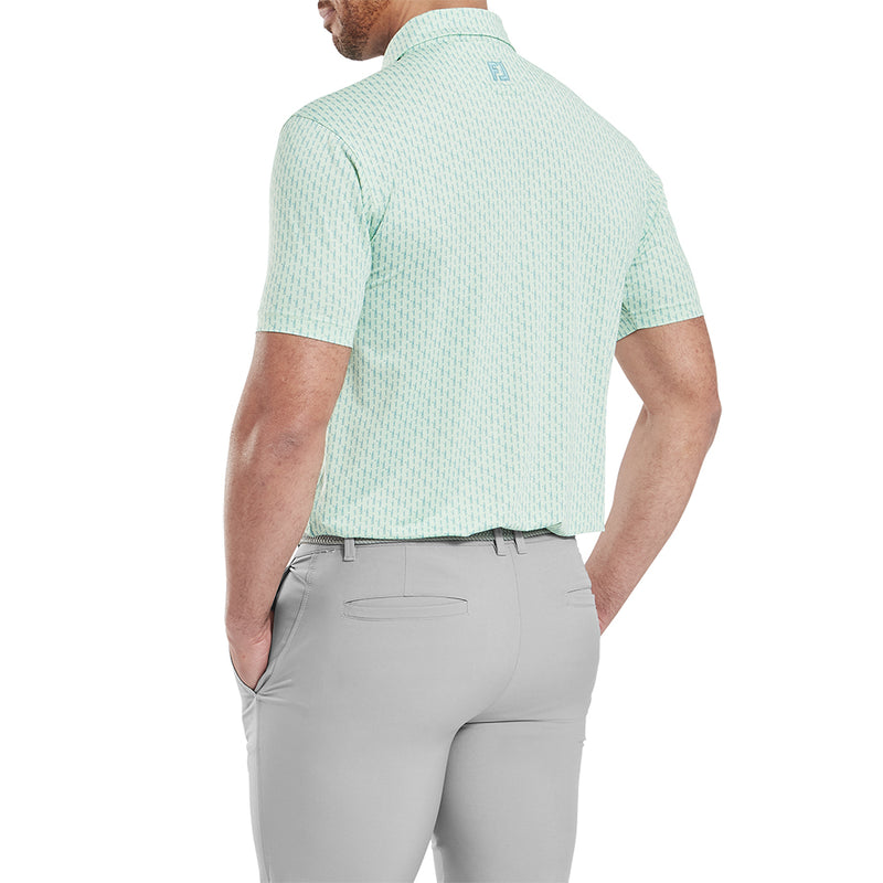 FootJoy Figure Print Lisle Polo Shirt - Pistachio/Bluejay