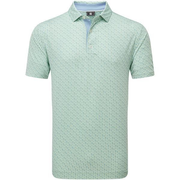 FootJoy Figure Print Lisle Polo Shirt - Pistachio/Bluejay