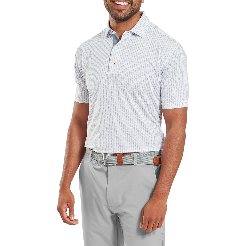 FootJoy Figure Print Lisle Polo Shirt - White/Flint