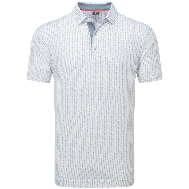 FootJoy Figure Print Lisle Polo Shirt - White/Flint