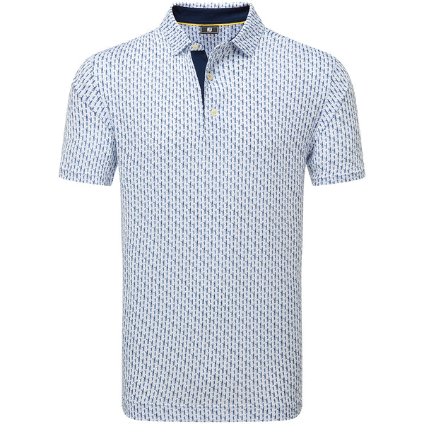 FootJoy Figure Print Lisle Polo Shirt - White/Navy