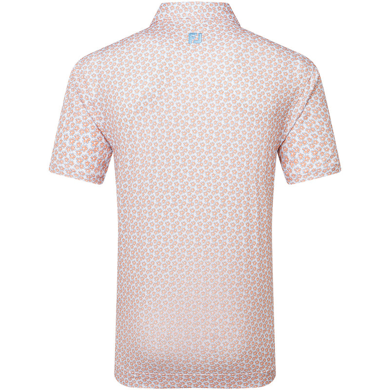 FootJoy Floral Sketch Print Lisle Polo Shirt - Orange/White