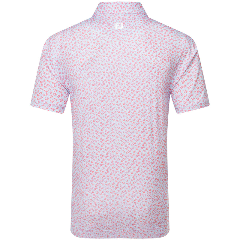 FootJoy Floral Sketch Print Lisle Polo Shirt - Pink Lemonade/Skyway