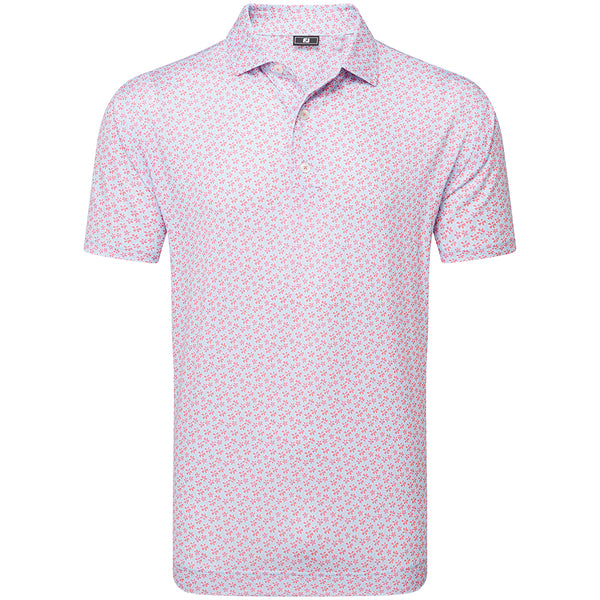 FootJoy Floral Sketch Print Lisle Polo Shirt - Pink Lemonade/Skyway