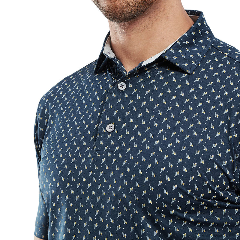 FootJoy Flower Bud Foulard Lisle Polo Shirt - Navy