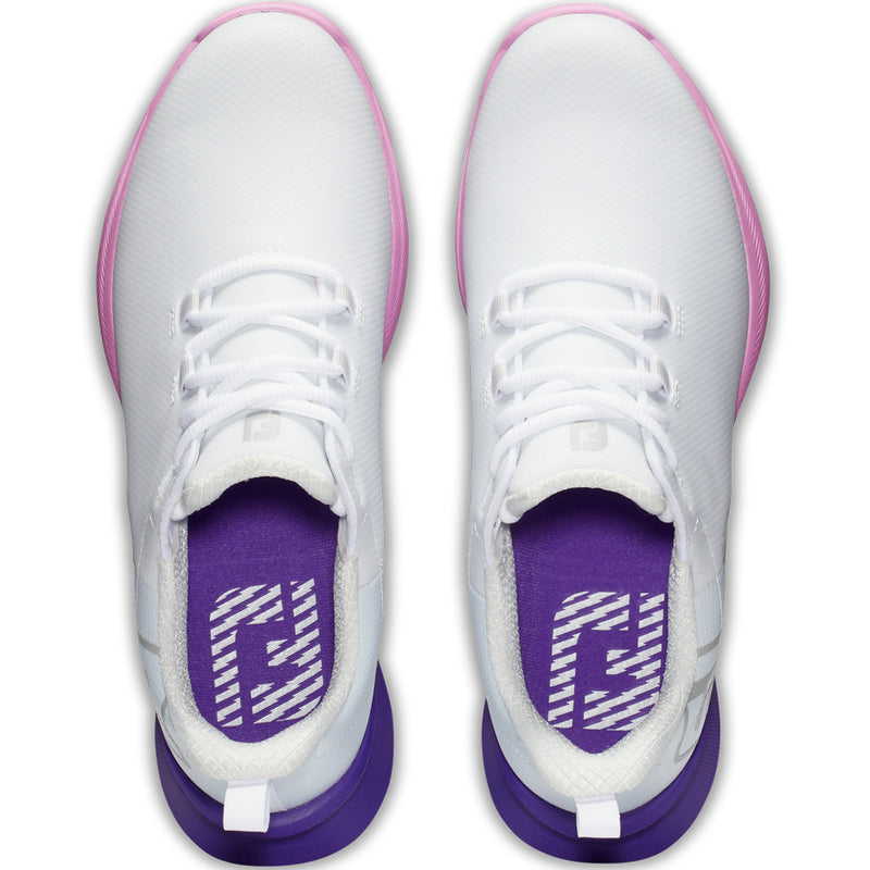 FootJoy Fuel Sport Womens Spikeless Waterproof Shoes - White/Purple/Pink