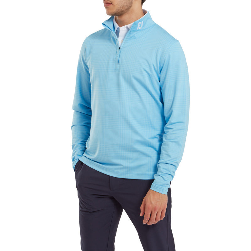 FootJoy Glen Plaid Print Chillout Pullover - Blue Sky