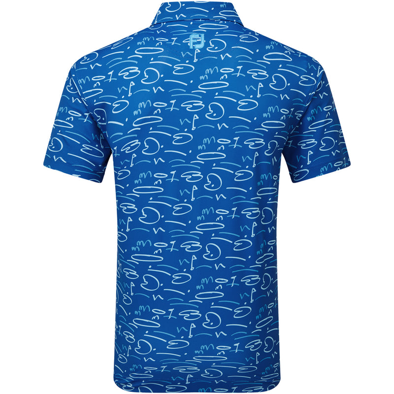 FootJoy Golf Course Doodle Print Polo Shirt - Deep Blue