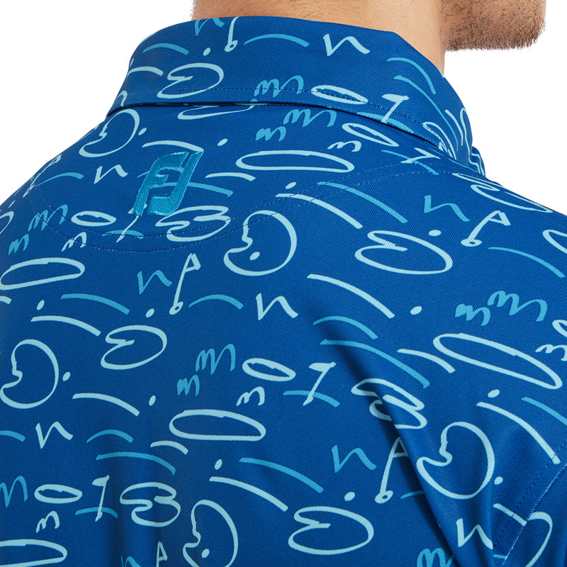 FootJoy Golf Course Doodle Print Polo Shirt - Deep Blue