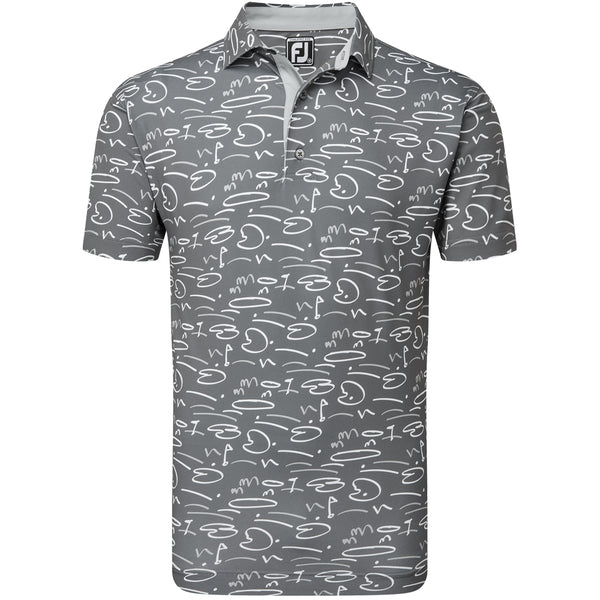 FootJoy Golf Course Doodle Print Polo Shirt - Gravel