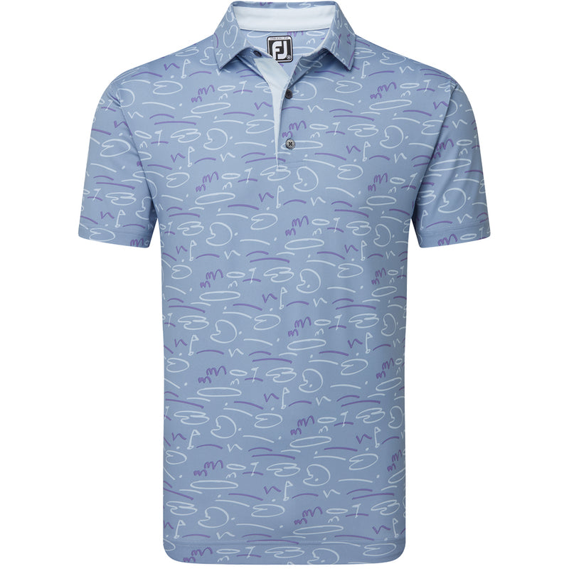 FootJoy Golf Course Doodle Print Polo Shirt - Storm