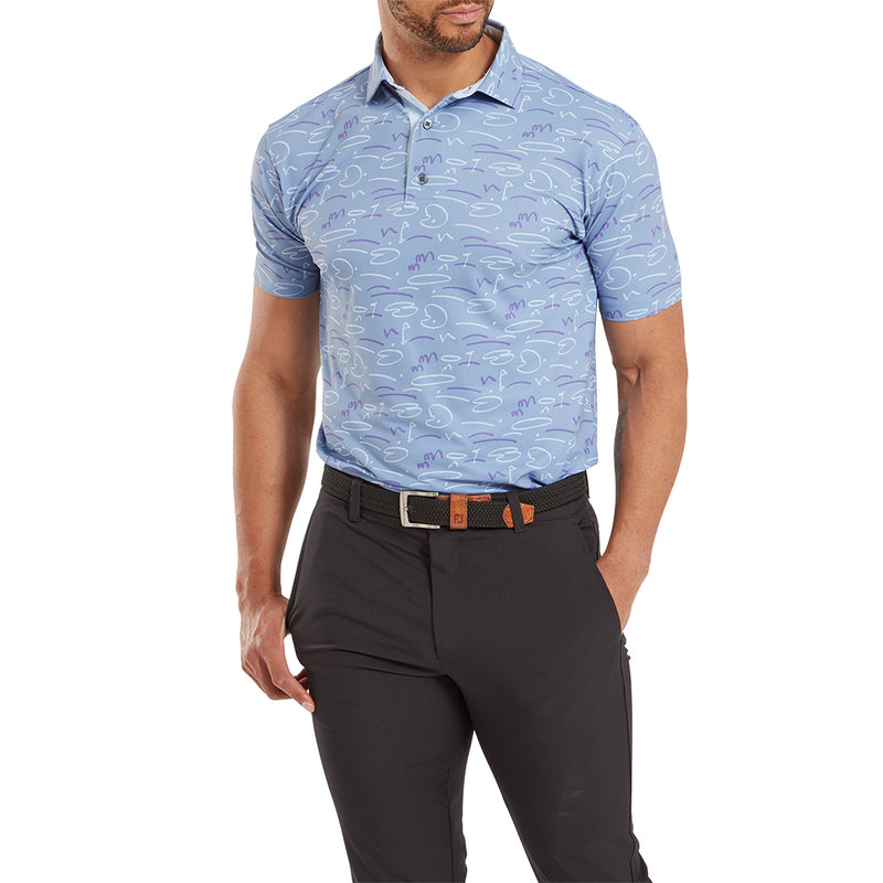 FootJoy Golf Course Doodle Print Polo Shirt - Storm