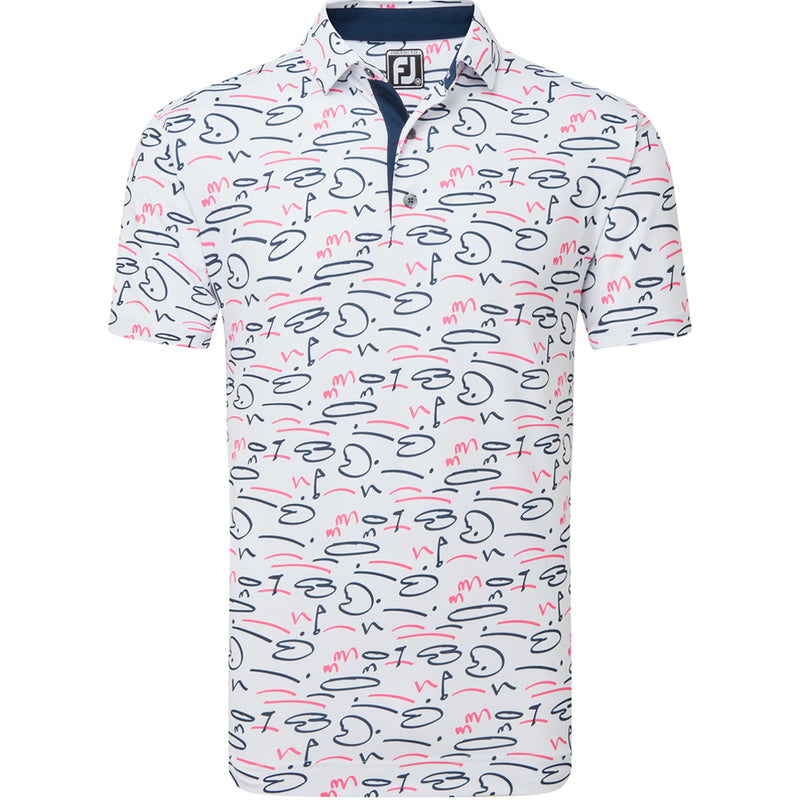 FootJoy Golf Course Doodle Print Polo Shirt - White