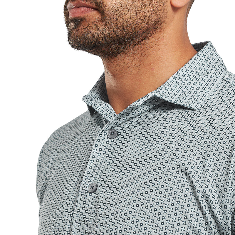 FootJoy Houndstooth Geo Lisle Polo Shirt - Grey