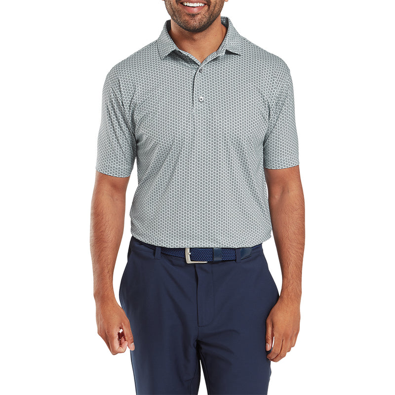 FootJoy Houndstooth Geo Lisle Polo Shirt - Grey