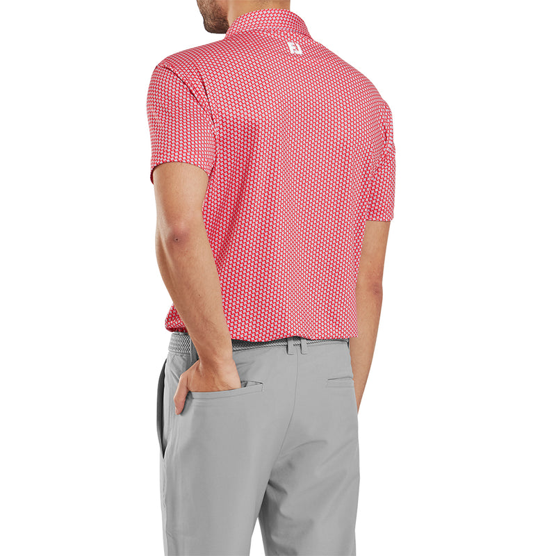 FootJoy Houndstooth Geo Lisle Polo Shirt - Hibiscus