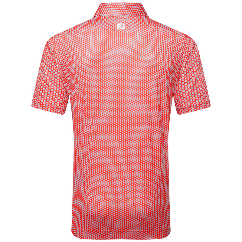 FootJoy Houndstooth Geo Lisle Polo Shirt - Hibiscus