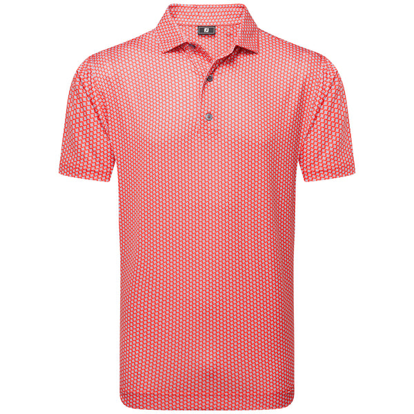 FootJoy Houndstooth Geo Lisle Polo Shirt - Hibiscus