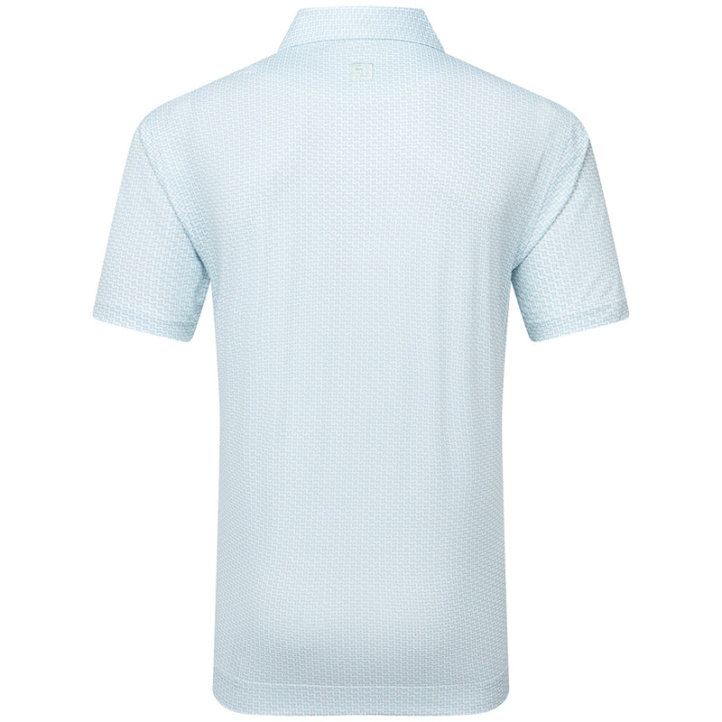 FootJoy Houndstooth Geo Lisle Polo Shirt - White/Blue