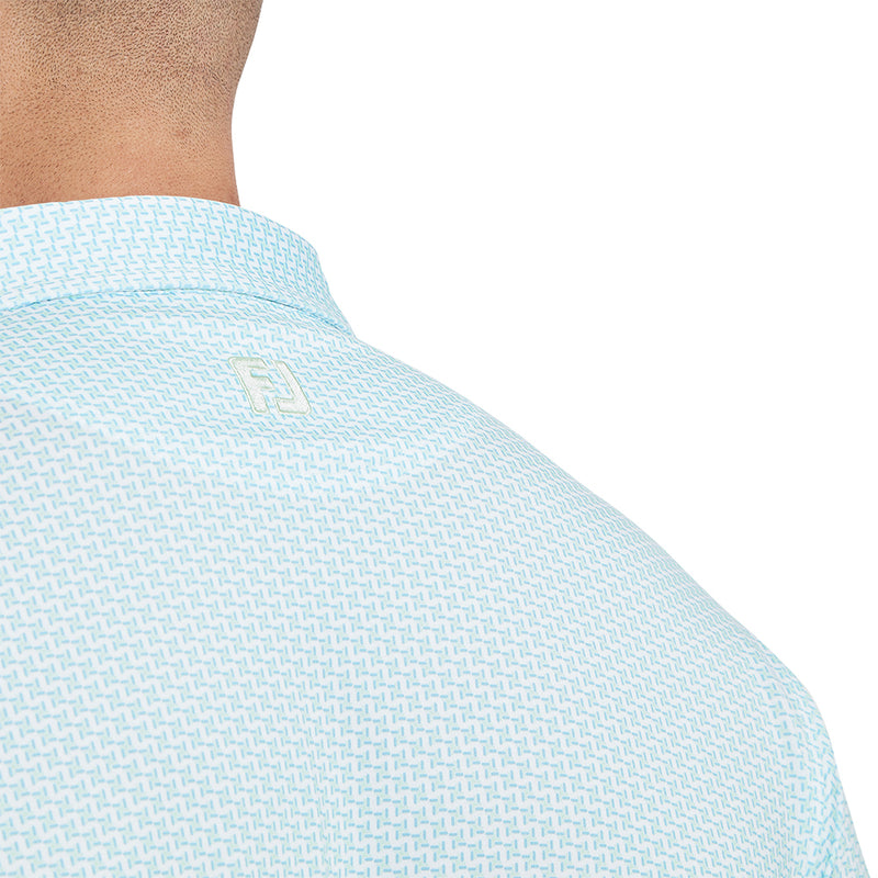 FootJoy Houndstooth Geo Lisle Polo Shirt - White/Blue