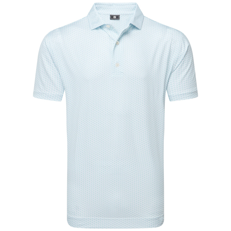 FootJoy Houndstooth Geo Lisle Polo Shirt - White/Blue